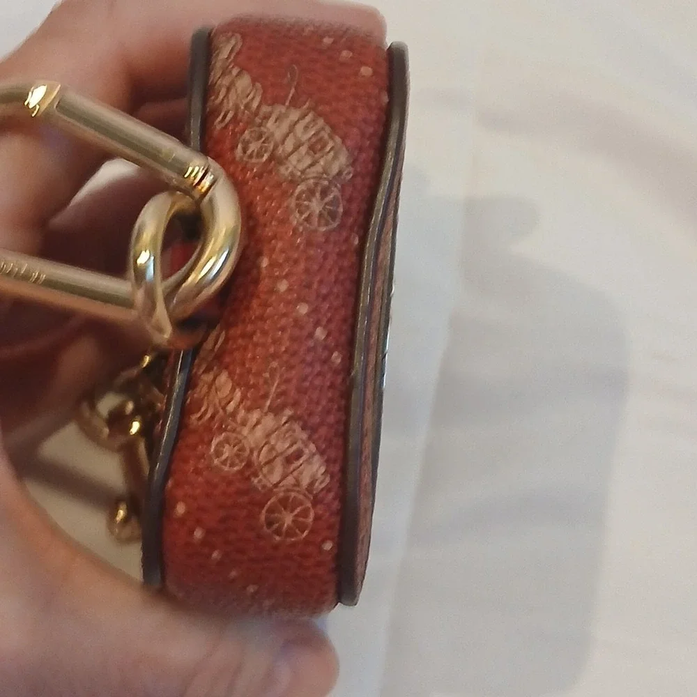 Coach Red Signature Leather Key Pouch with Clip
